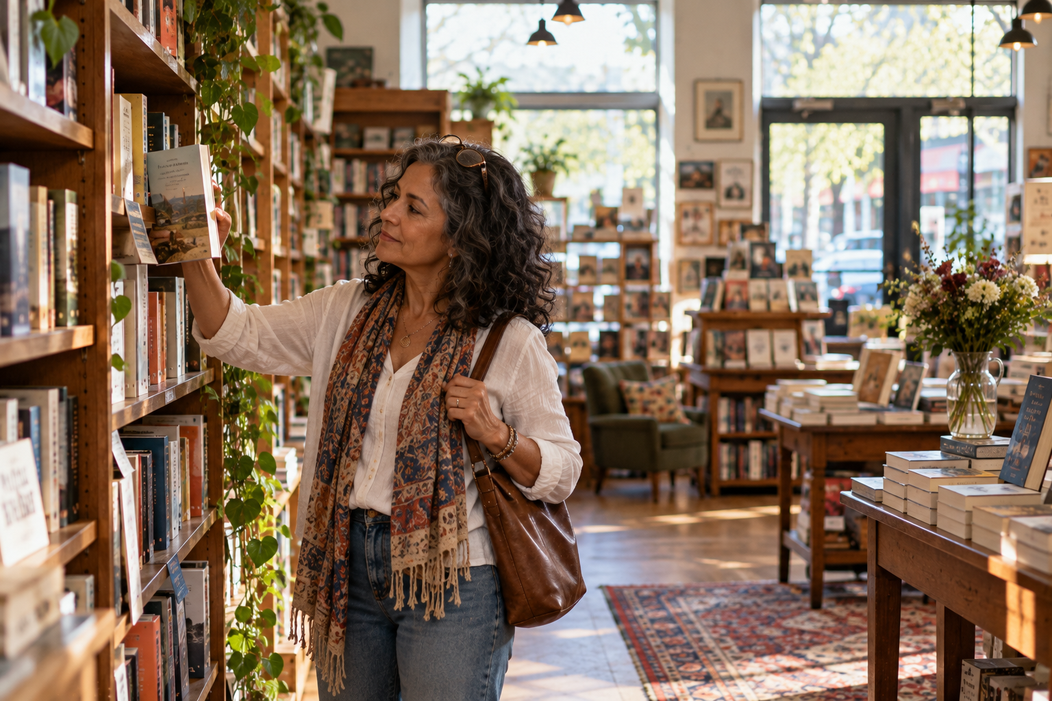 Browsing in a Cozy Bookstore